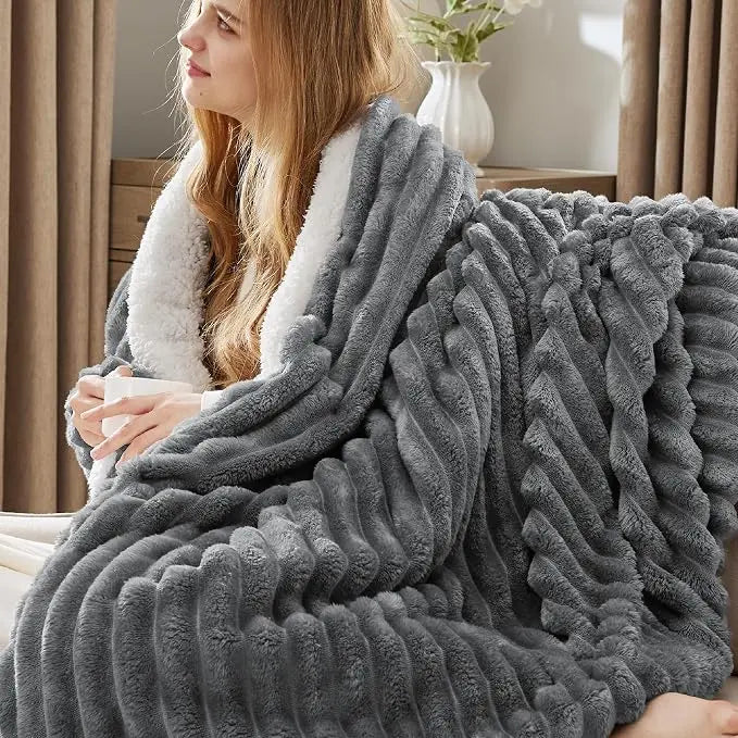 Cozy Sherpa Blanket | Ultra Soft Plush Fleece Throw Blanket | Warm Lightweight Comfort for Bed, Sofa & Living Room