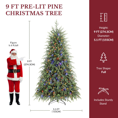 Pre-Lit Norfolk Pine Christmas Tree with LED Lights – Realistic Artificial Xmas Tree with Remote Control & Color Changing Lights
