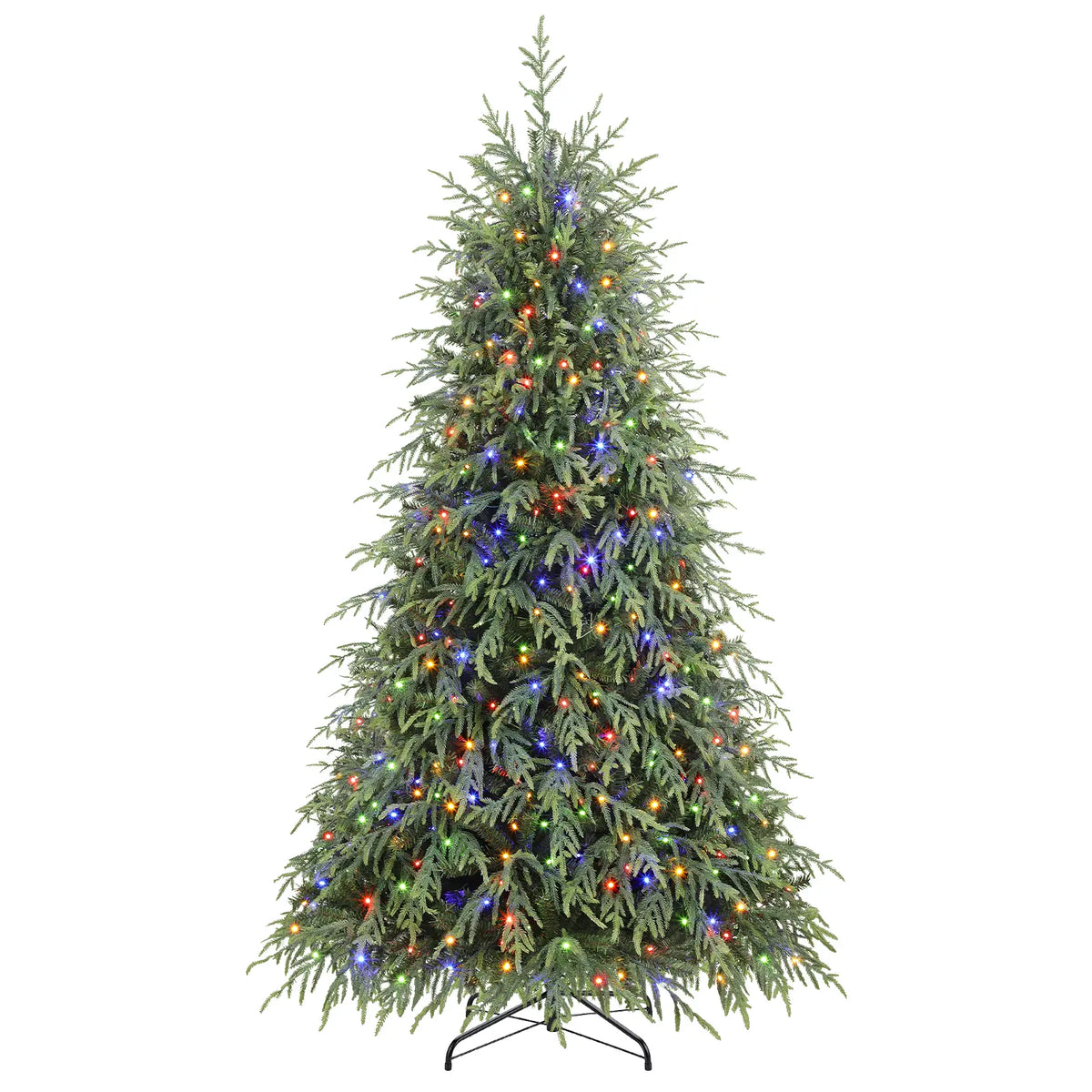 Pre-Lit Norfolk Pine Christmas Tree with LED Lights – Realistic Artificial Xmas Tree with Remote Control & Color Changing Lights