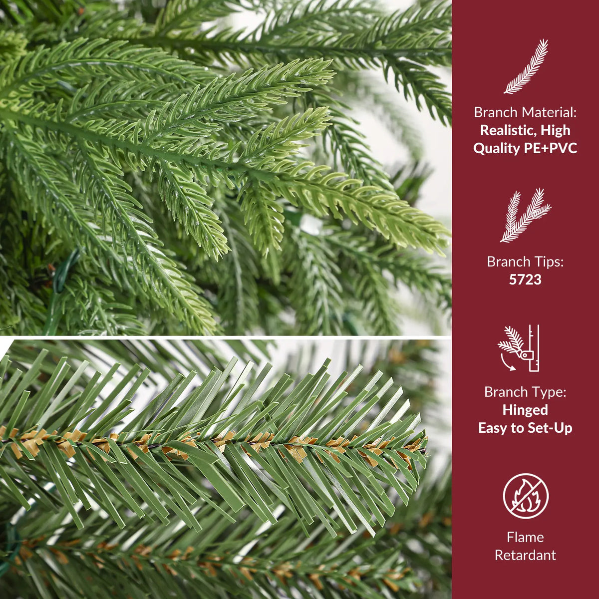 Pre-Lit Norfolk Pine Christmas Tree with LED Lights – Realistic Artificial Xmas Tree with Remote Control & Color Changing Lights