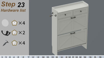 Farmhouse Narrow Shoe Storage Cabinet – Flip-Drawer Entryway Organizer with Adjustable Shelves